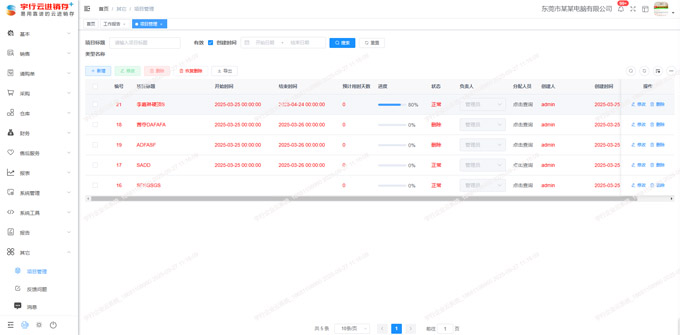 宇行进销存管理系统项目列表图