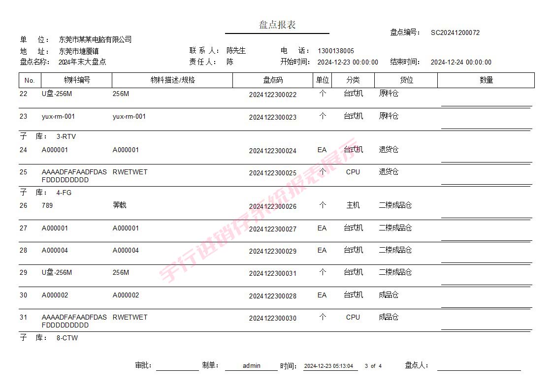 系统报表展示-盘点表